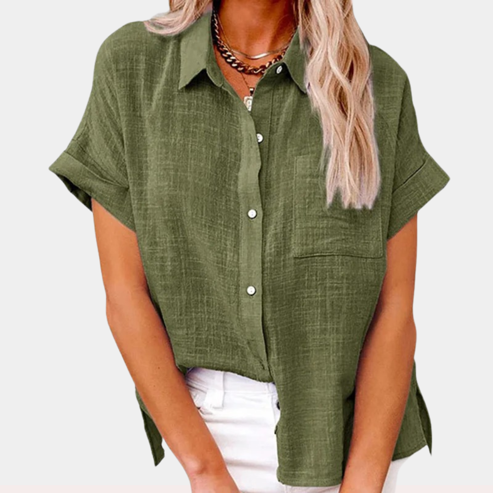 Blouse femme lin coupe ample col chemise