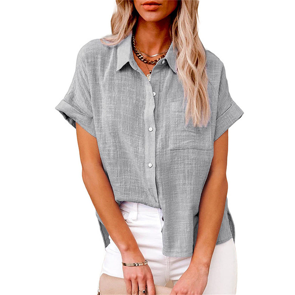 Blouse femme lin coupe ample col chemise
