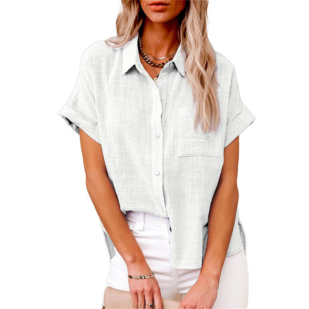 Blouse femme lin coupe ample col chemise