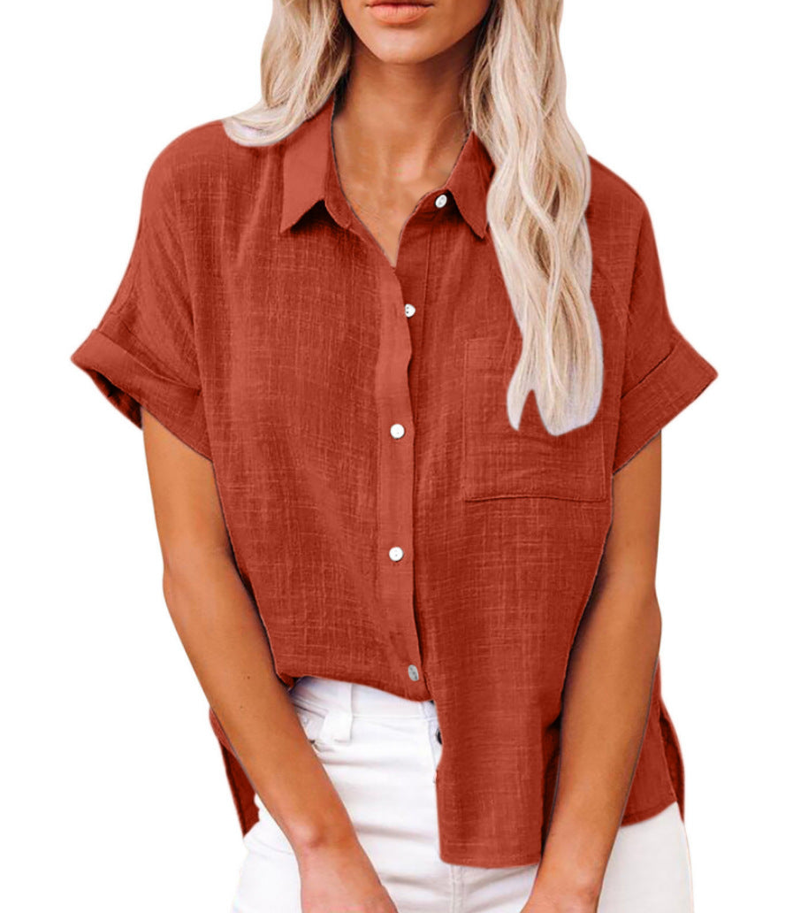 Blouse femme lin coupe ample col chemise