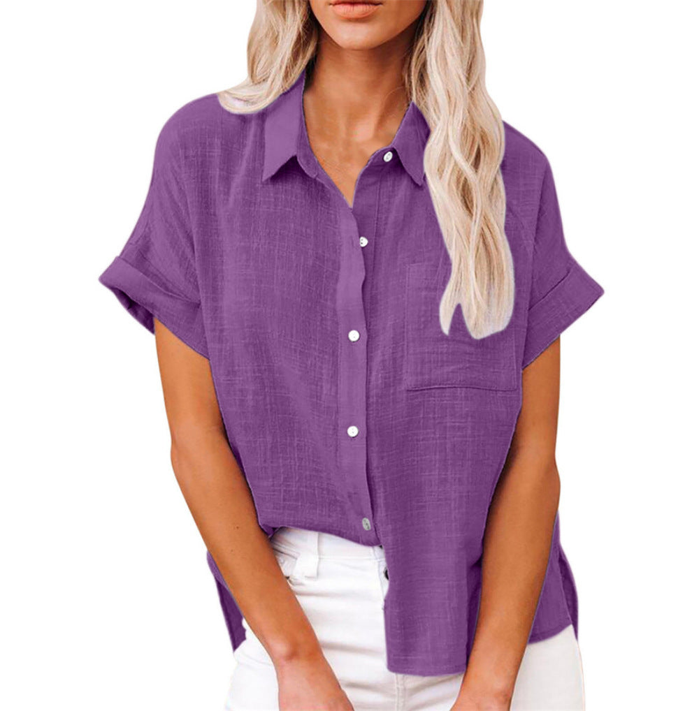 Blouse femme lin coupe ample col chemise