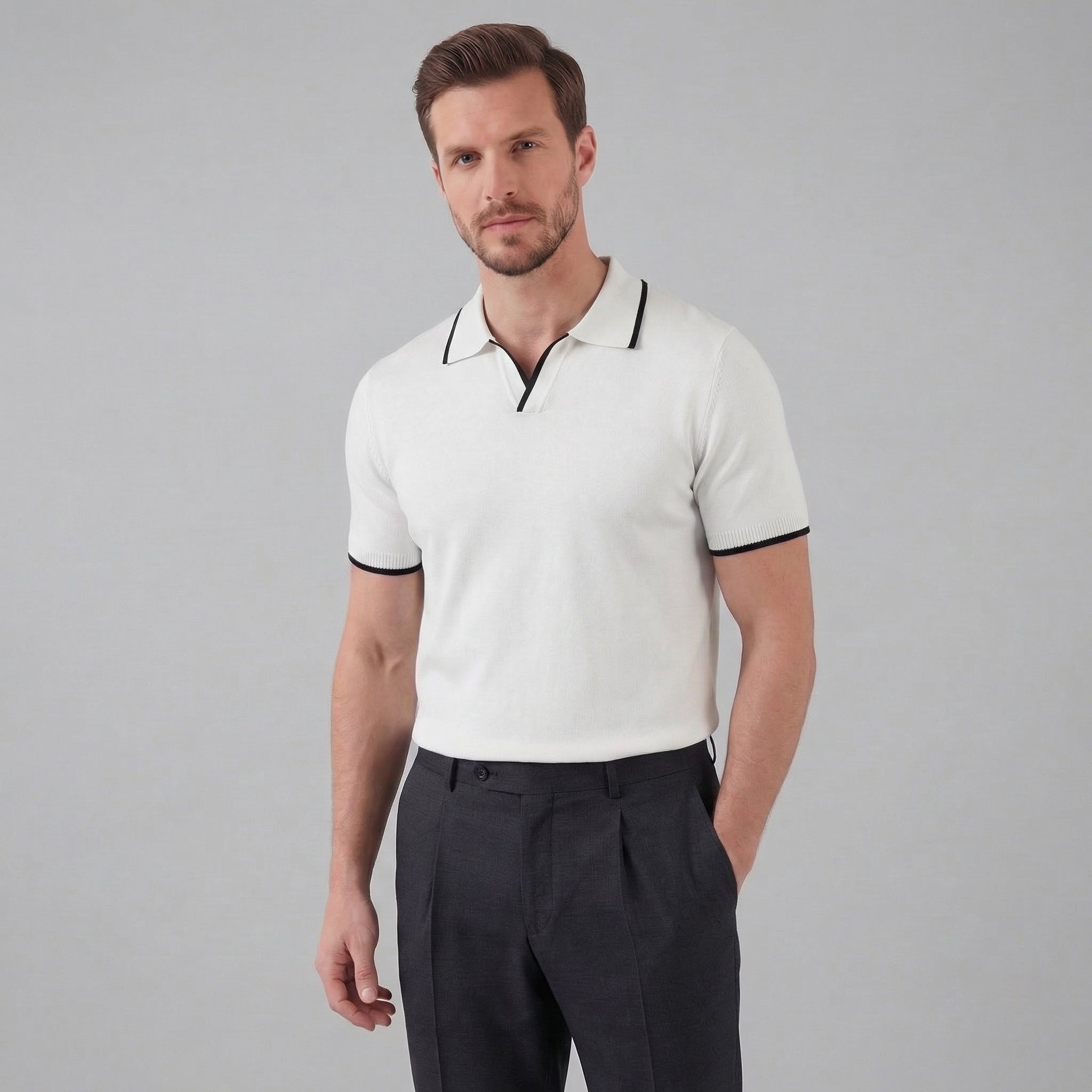 Buttonless polo | casual men's knit top