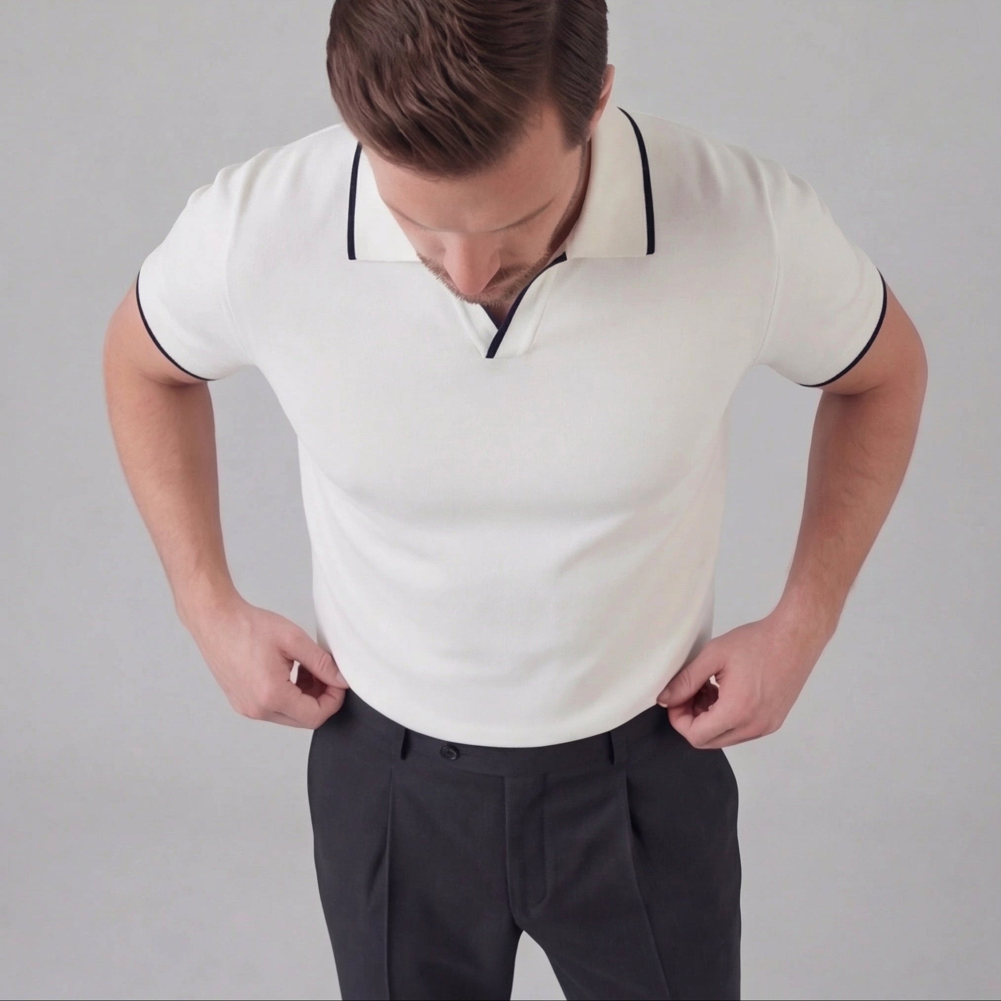 Buttonless polo | casual men's knit top