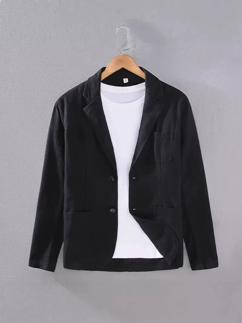 Linen jacket for men — straight suit jacket for cocktail events