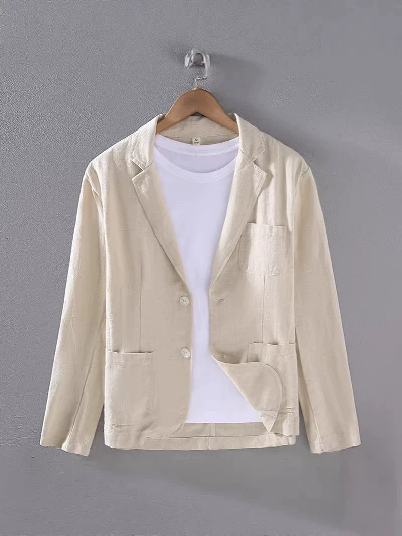 Linen jacket for men — straight suit jacket for cocktail events