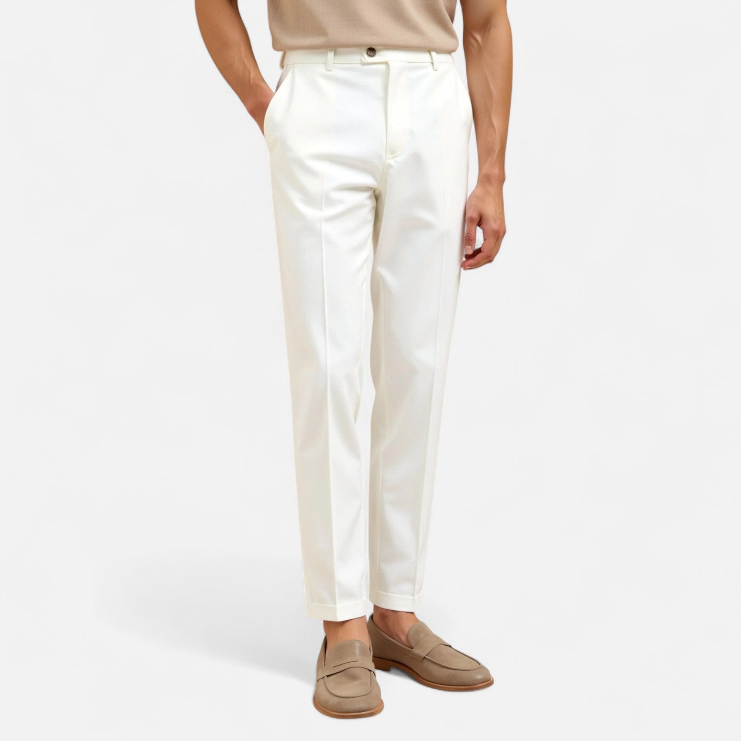 Ancienne Monde | Pantalon Chino Coupe Droite pour Homme – Mélange de Coton à Jambe Classique