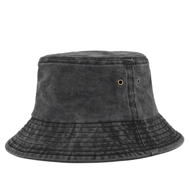 Bucket hat solhat i vasket bomuld til mænd og kvinder til udendørs brug