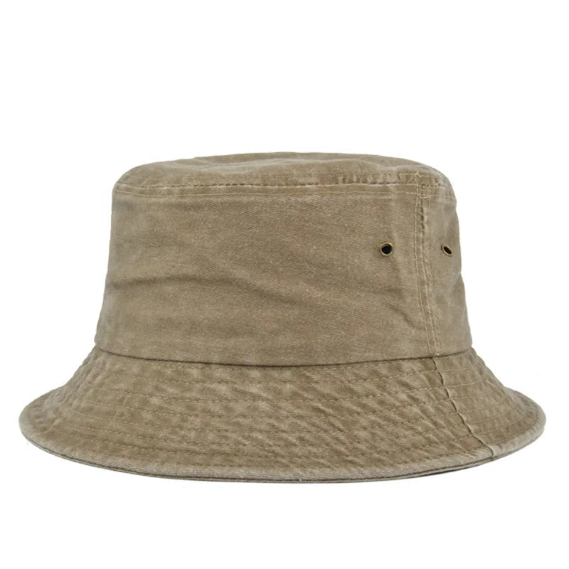 Bucket hat solhat i vasket bomuld til mænd og kvinder til udendørs brug