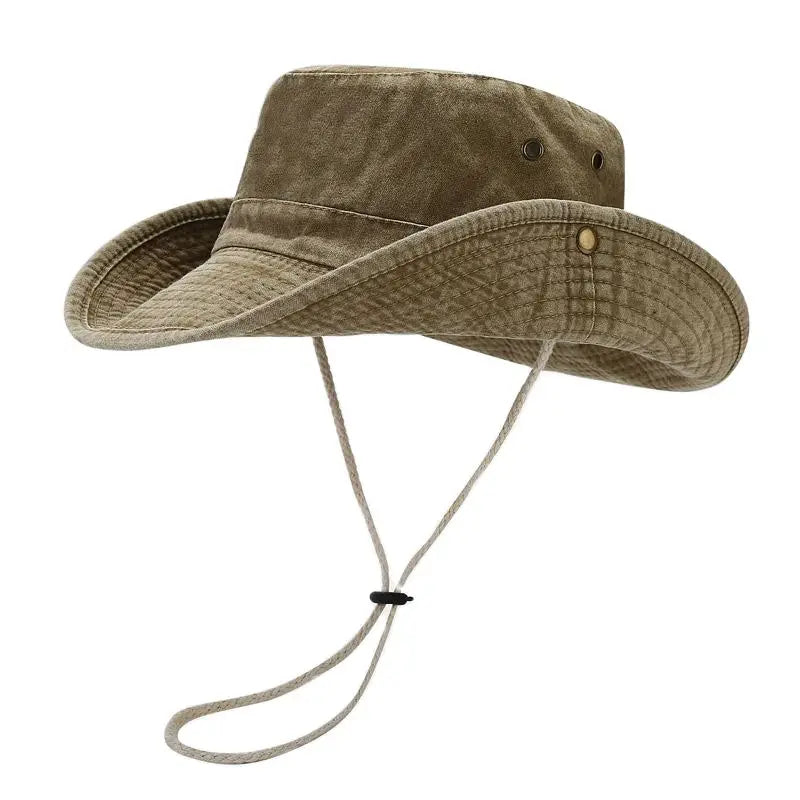 Cappello bob da pescatore unisex in cotone con cordino regolabile