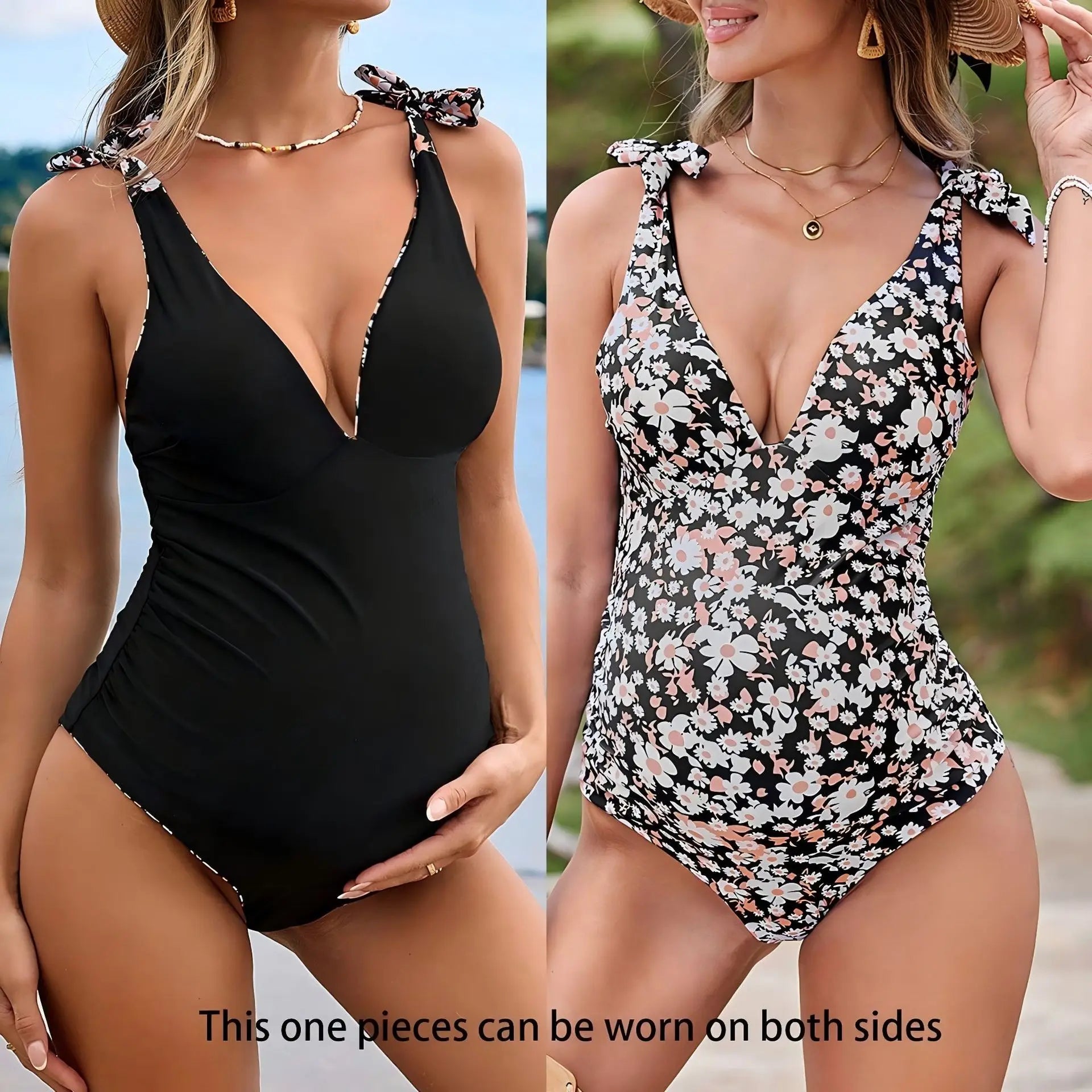 Reversible One-Piece Maternity Swimsuit