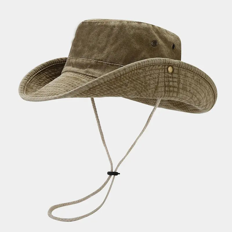Cappello bob da pescatore unisex in cotone con cordino regolabile