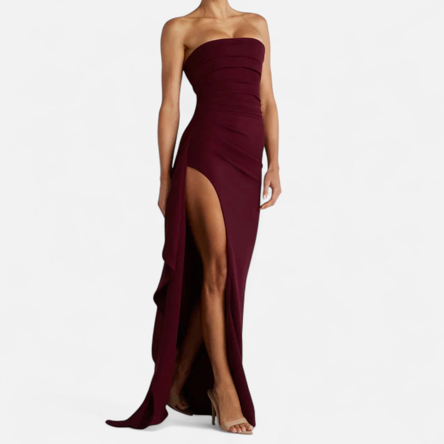 Ancienne Monde | Robe Bustier à Fente Haute pour Femme – Élégance Audacieuse, Glamour Contemporain du Soir
