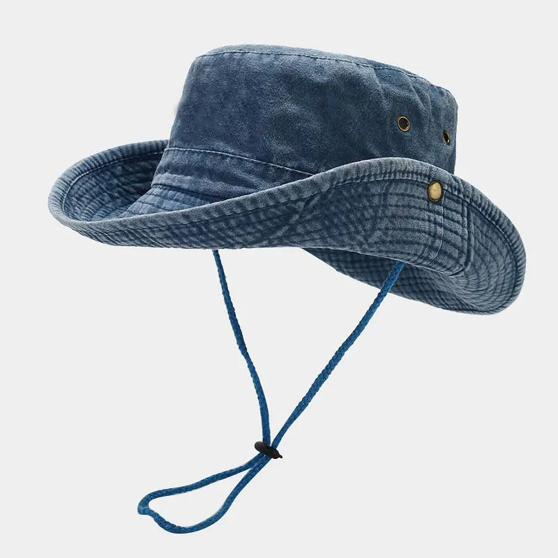Cappello bob da pescatore unisex in cotone con cordino regolabile