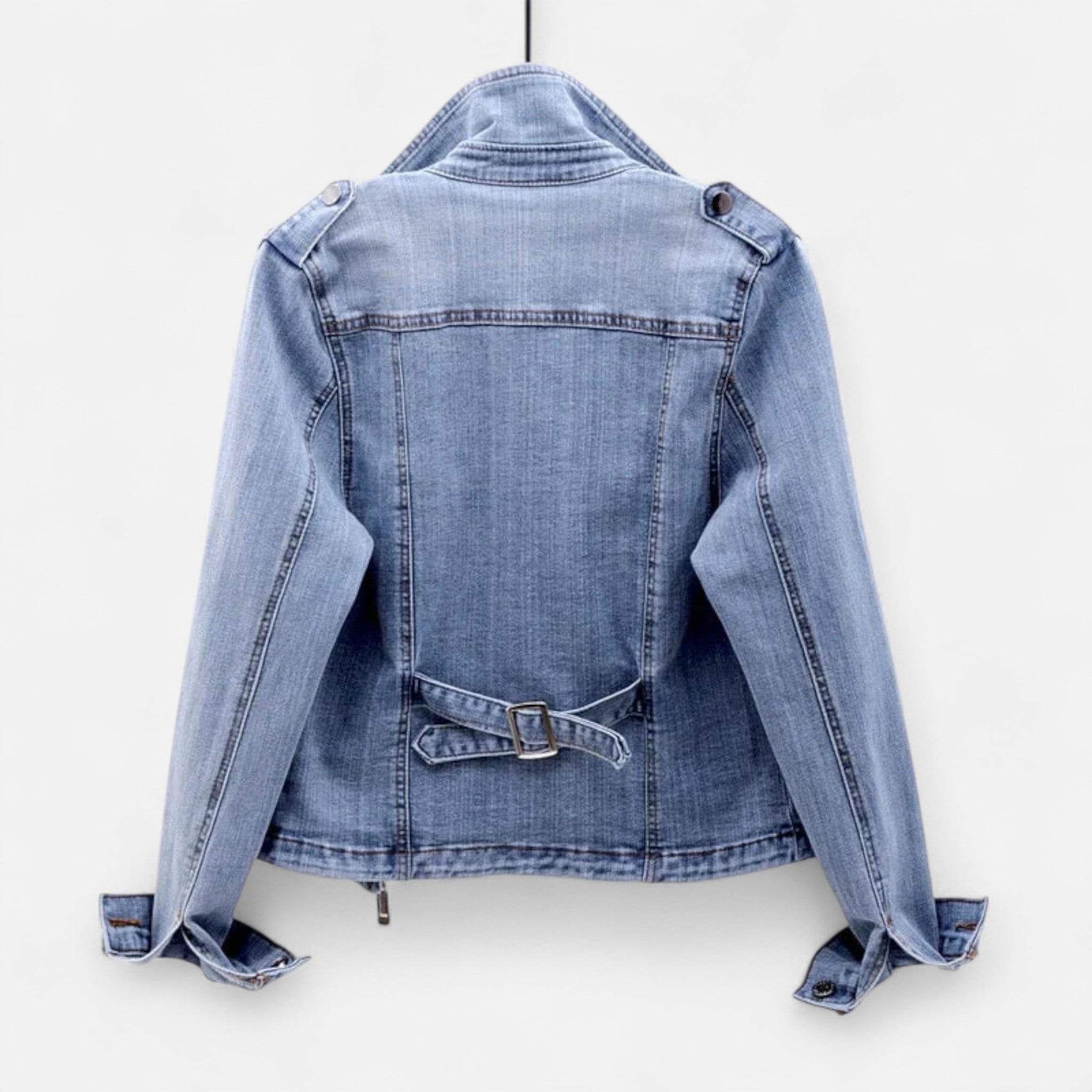 Ancienne Monde | Veste Femme Courte en Denim Délavage Saphir
