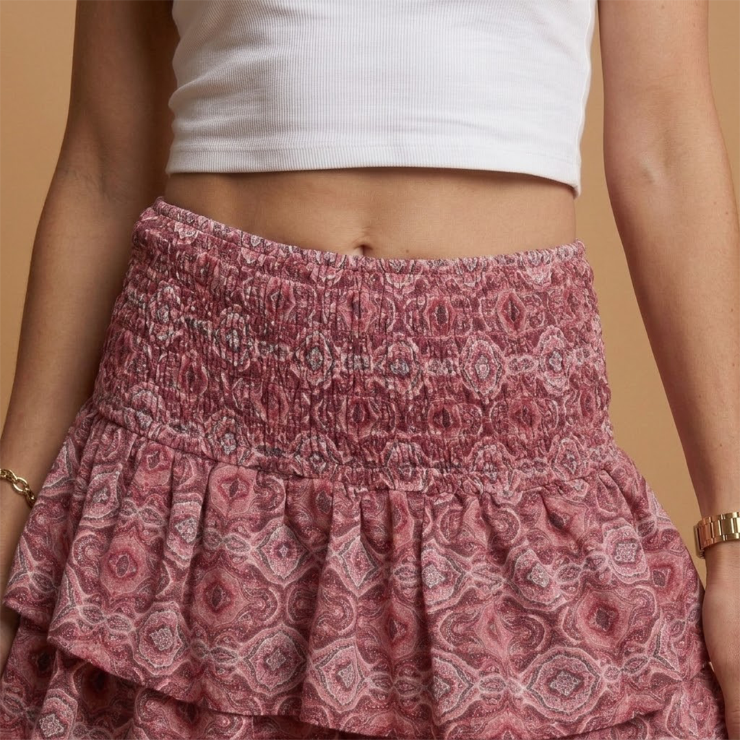 Sommerrock für Damen – trapezförmiges Kleid im Drapé-Stil mit elastischem Gürtel | Urlaub
