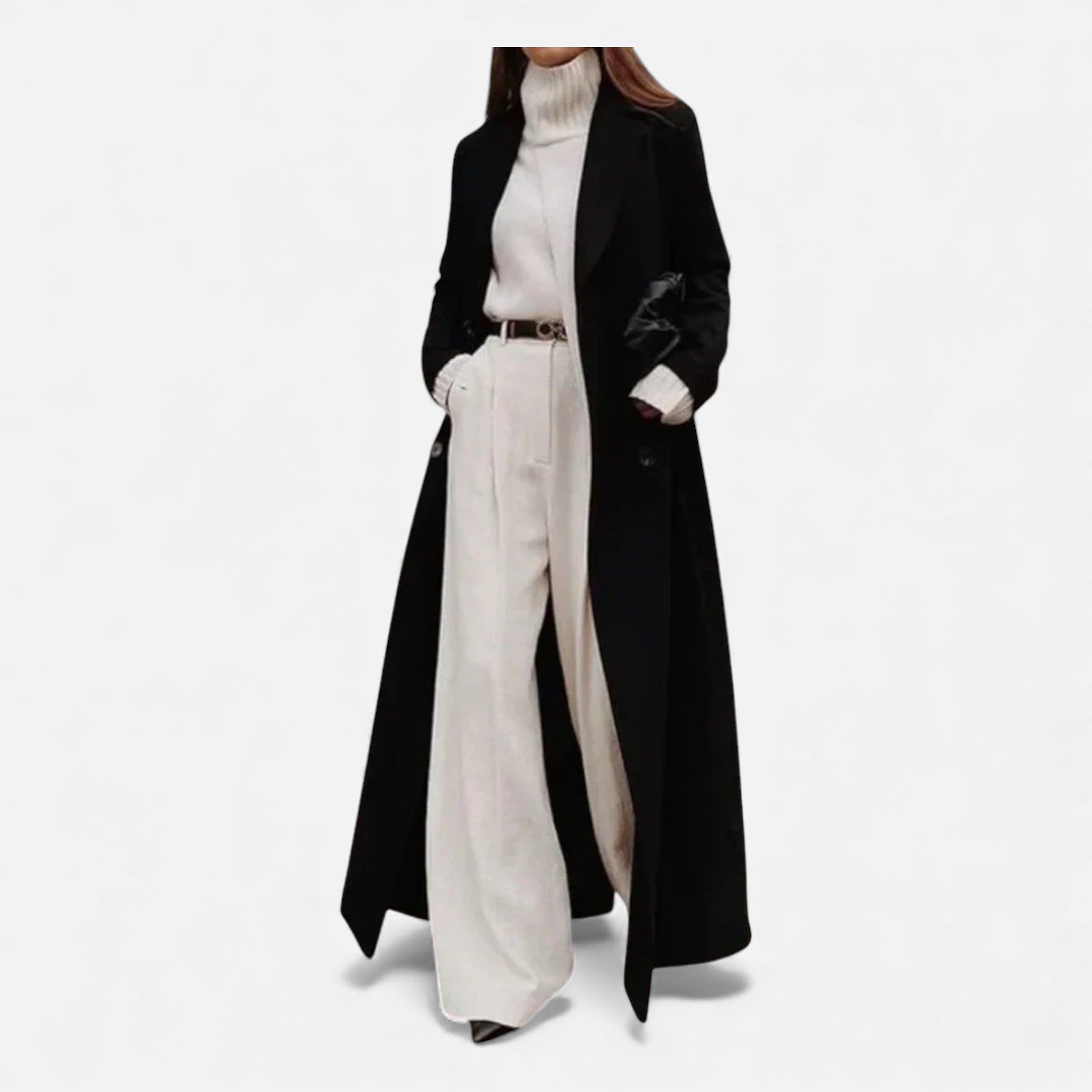 Ancient World | Long Women's Coat Black Fitted