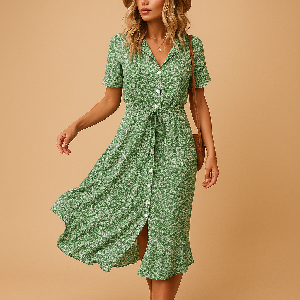 Robe Mi-Longue à Boutons