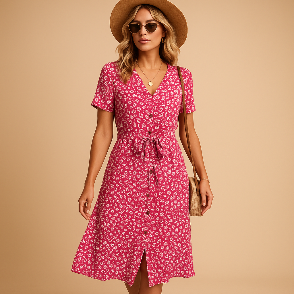 Robe Mi-Longue à Boutons