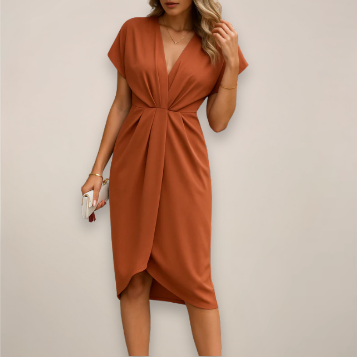 Midi-Wickelkleid mit kurzen Ärmeln