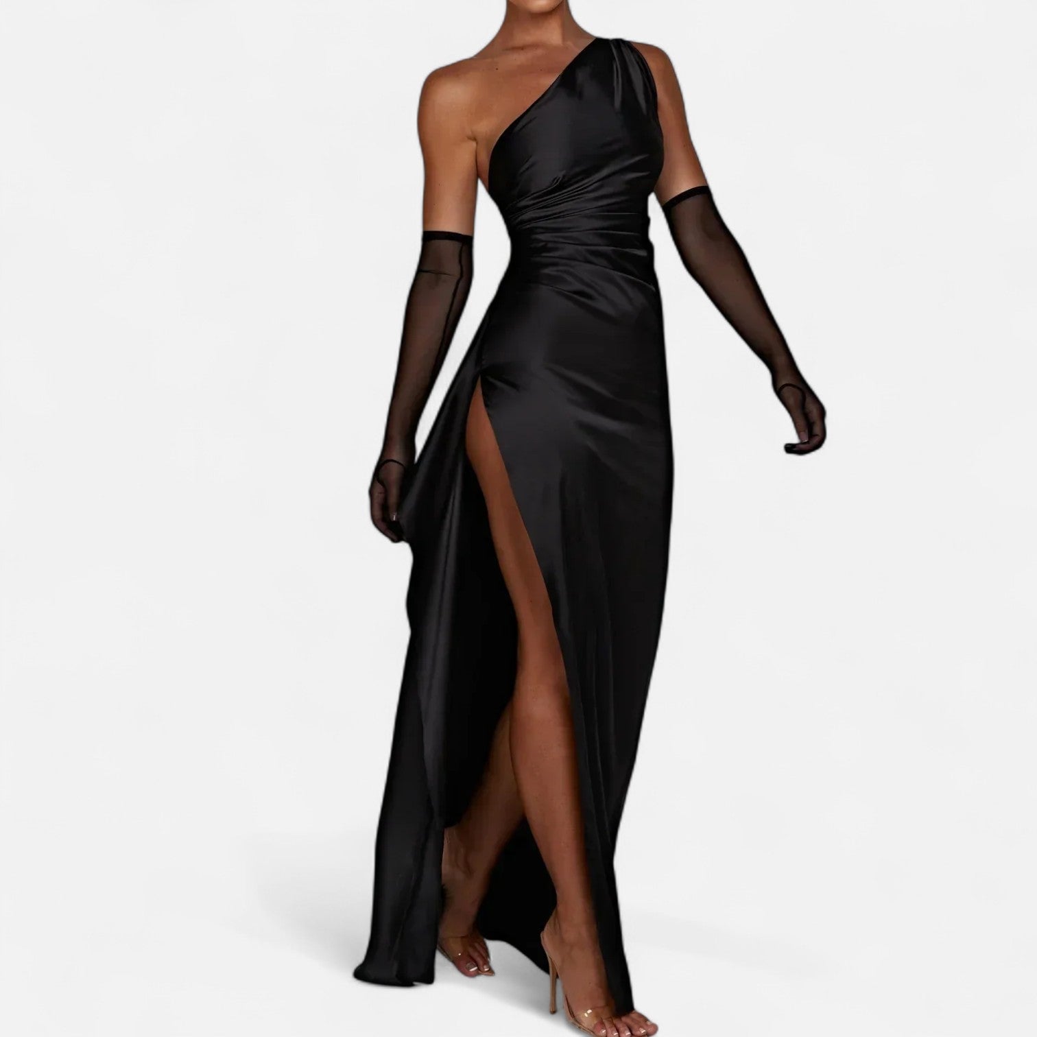 Ancienne Monde | Robe Longue Asymétrique pour Femme – Silhouette Sculpturale, Mouvement Naturel