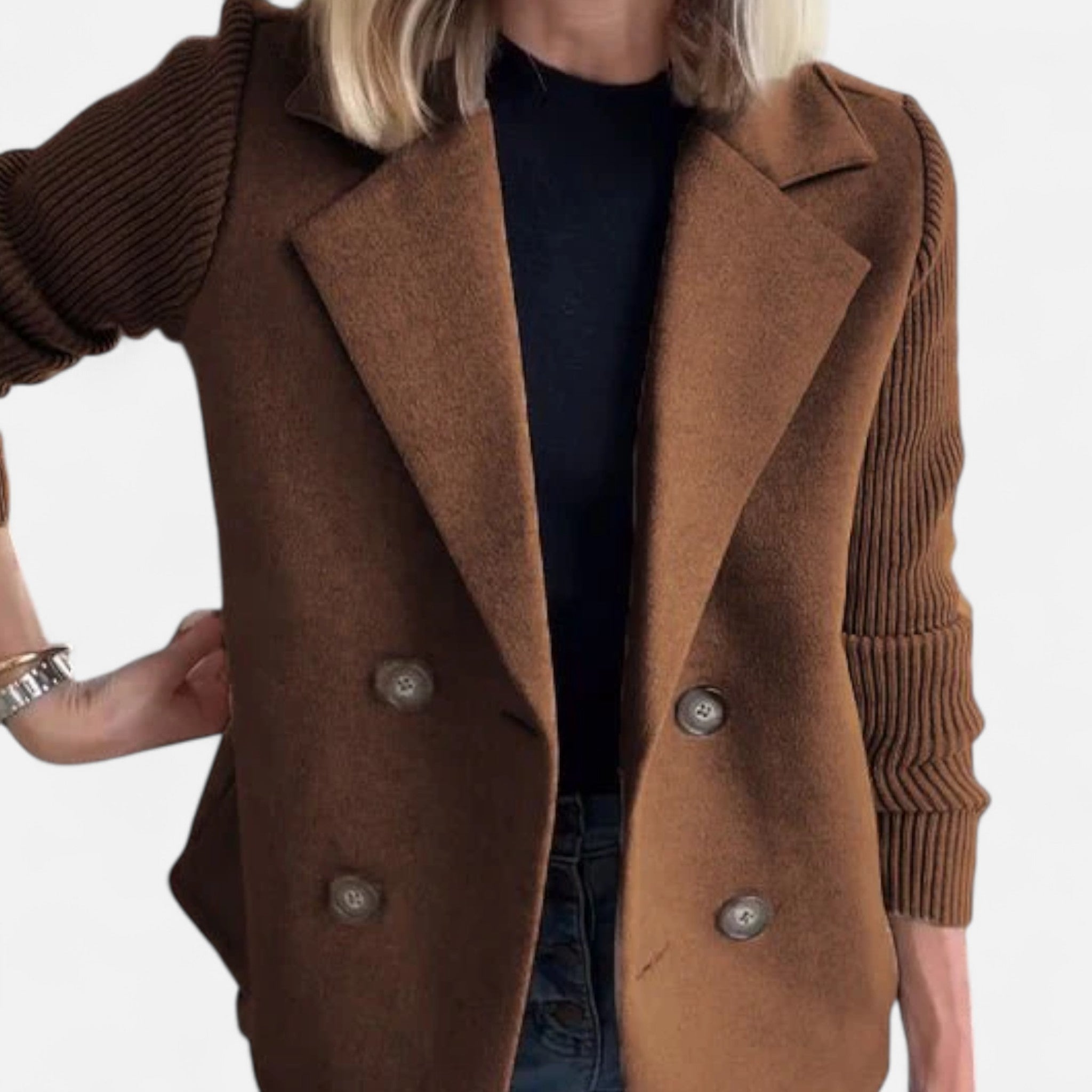 Ancienne Monde | Blazer Femme Élégant Manches en Maille