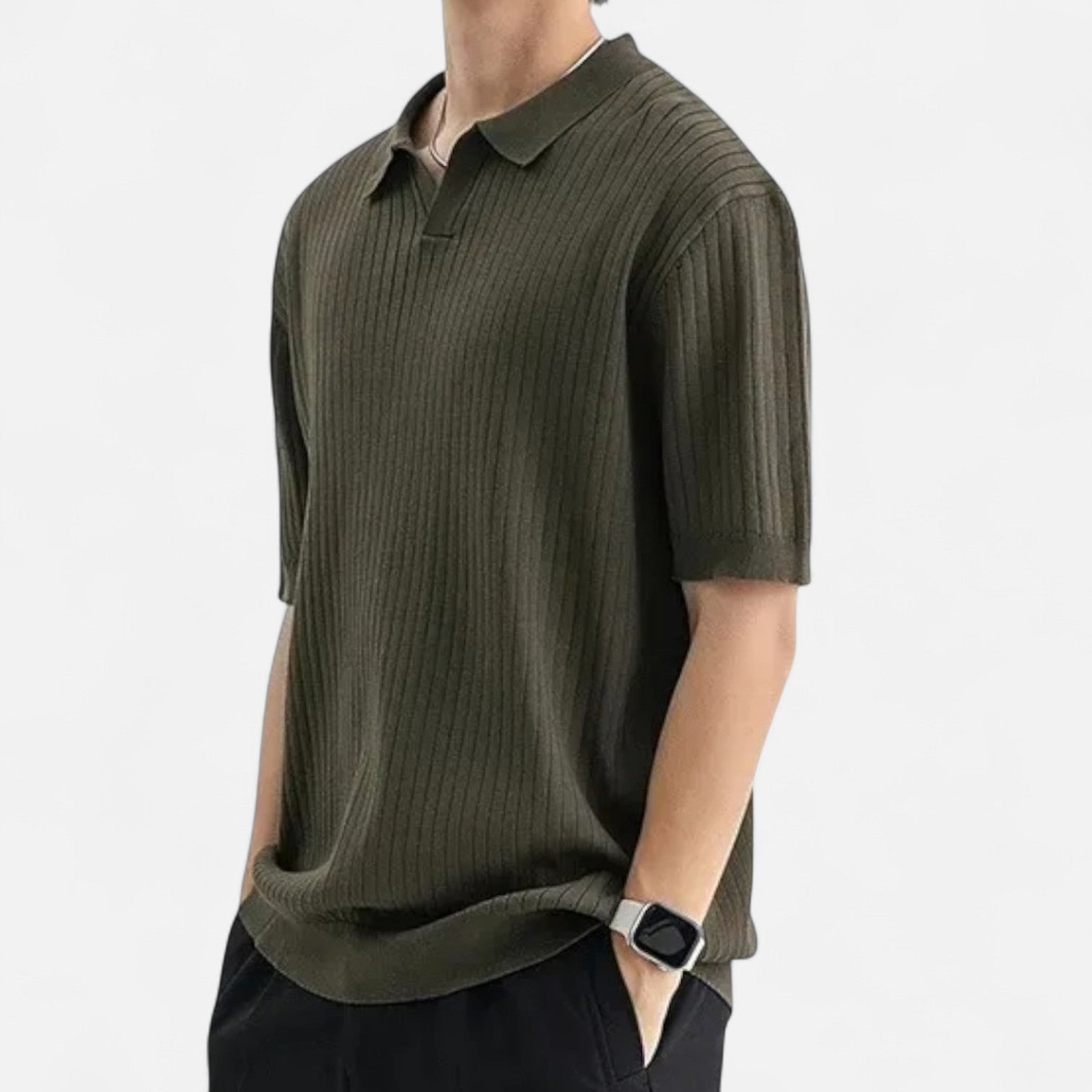 Ancienne Monde | Polo en Soie pour Homme – Manches Courtes Respirantes pour une Élégance Estivale