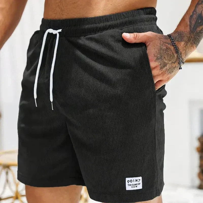 Men's velvet high shorts — casual summer clothing with drawstring