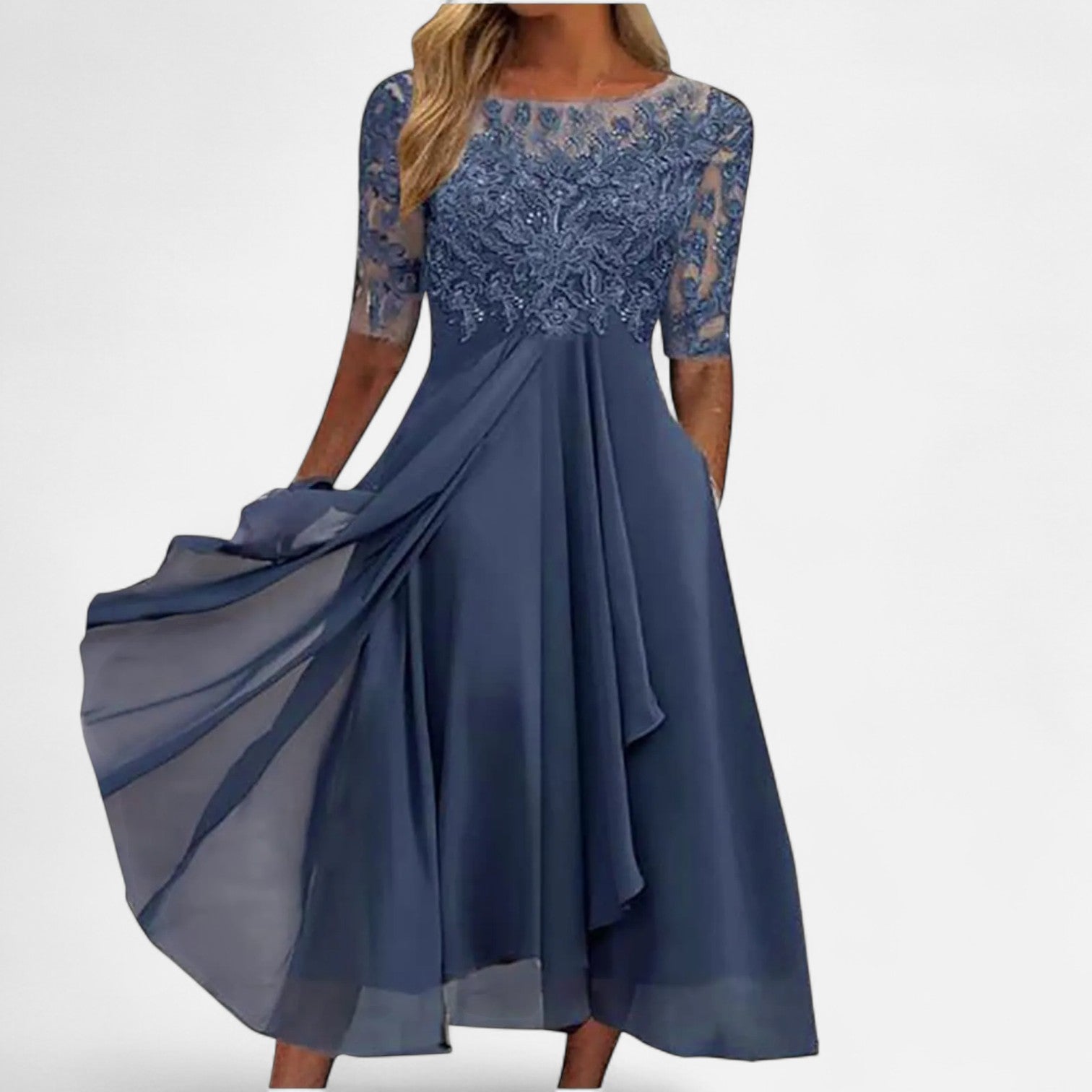 Ancienne Monde | Robe Élégante d’Été Longueur Thé pour Femme – Grâce Intemporelle du Jour au Soir