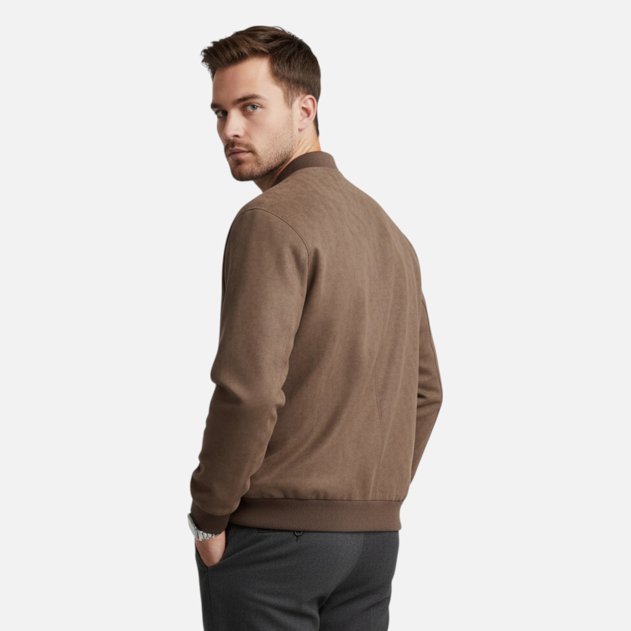 Ancient World | Men's Suede Bomber Jacket Style