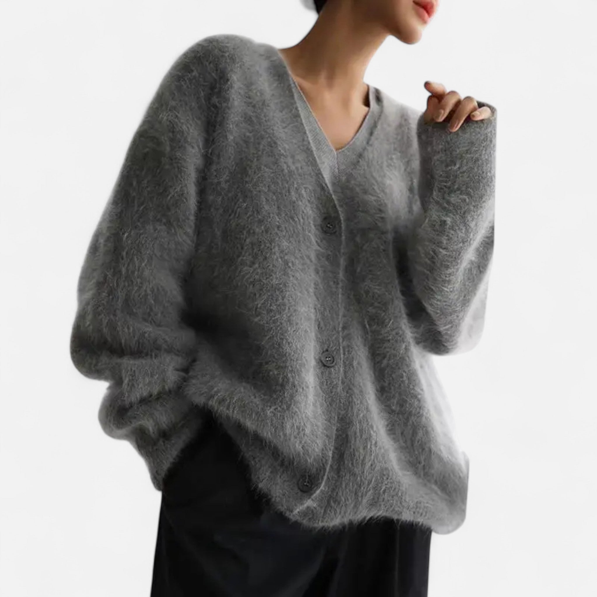 Ancienne Monde | Cardigan Femme en Maille Douce Col V Classique
