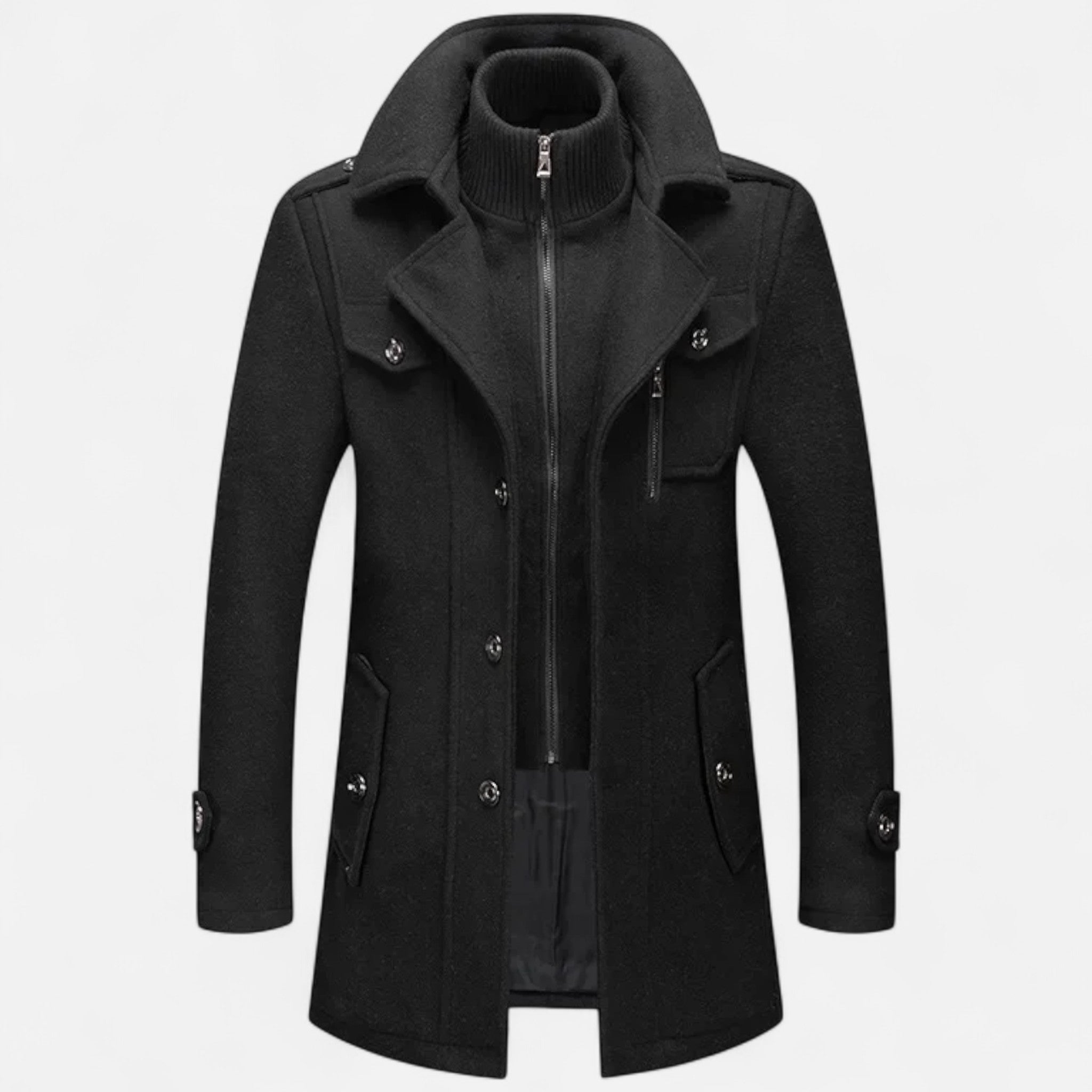 Antico Mondo | Cappotto Invernale Uomo in Lana Mista a Doppio Collo