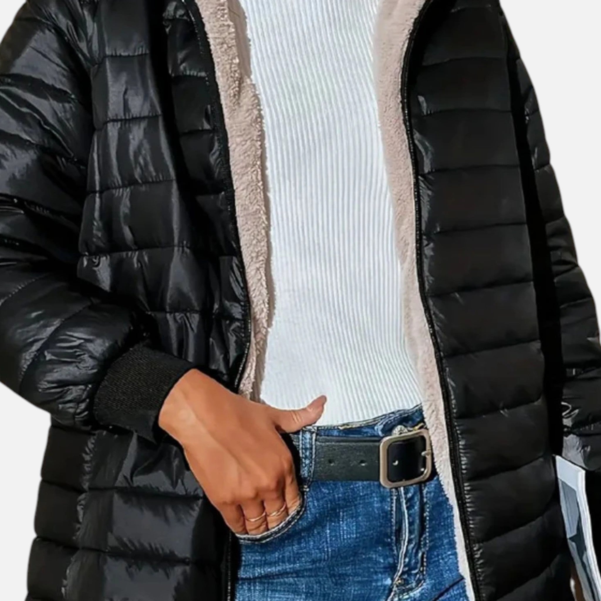 Ancienne Monde | Parka Femme Mi-Longue à Capuche et Doublure Laine d’Agneau