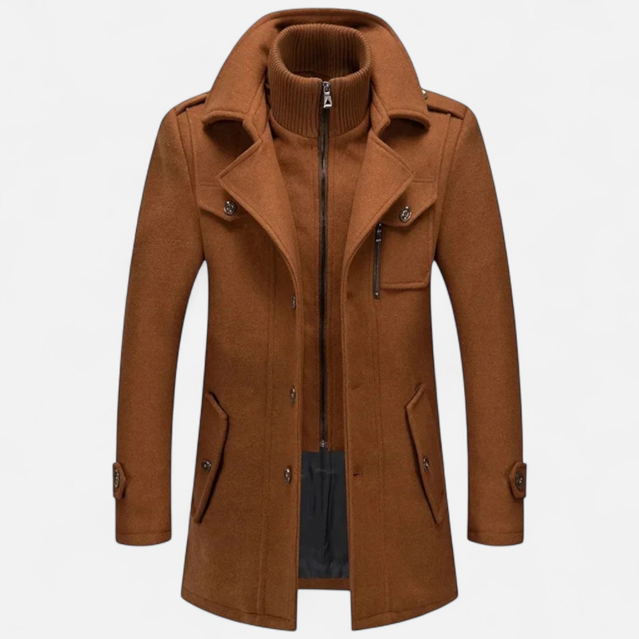 Antico Mondo | Cappotto Invernale Uomo in Lana Mista a Doppio Collo