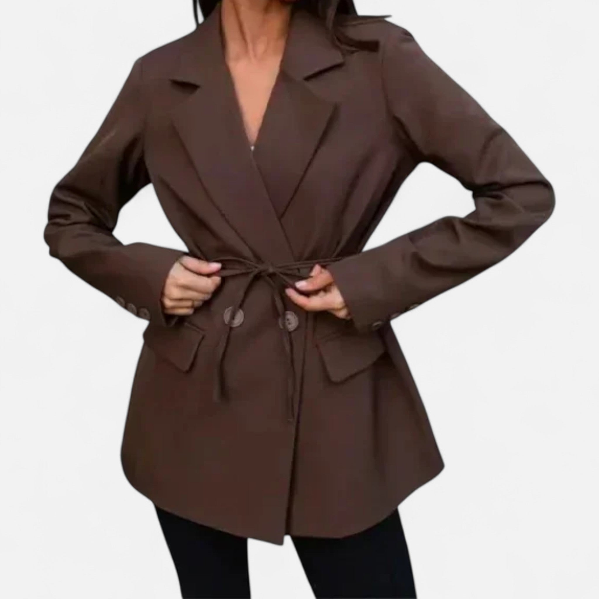 Ancienne Monde | Blazer Femme Ceinturé Coupe Ample