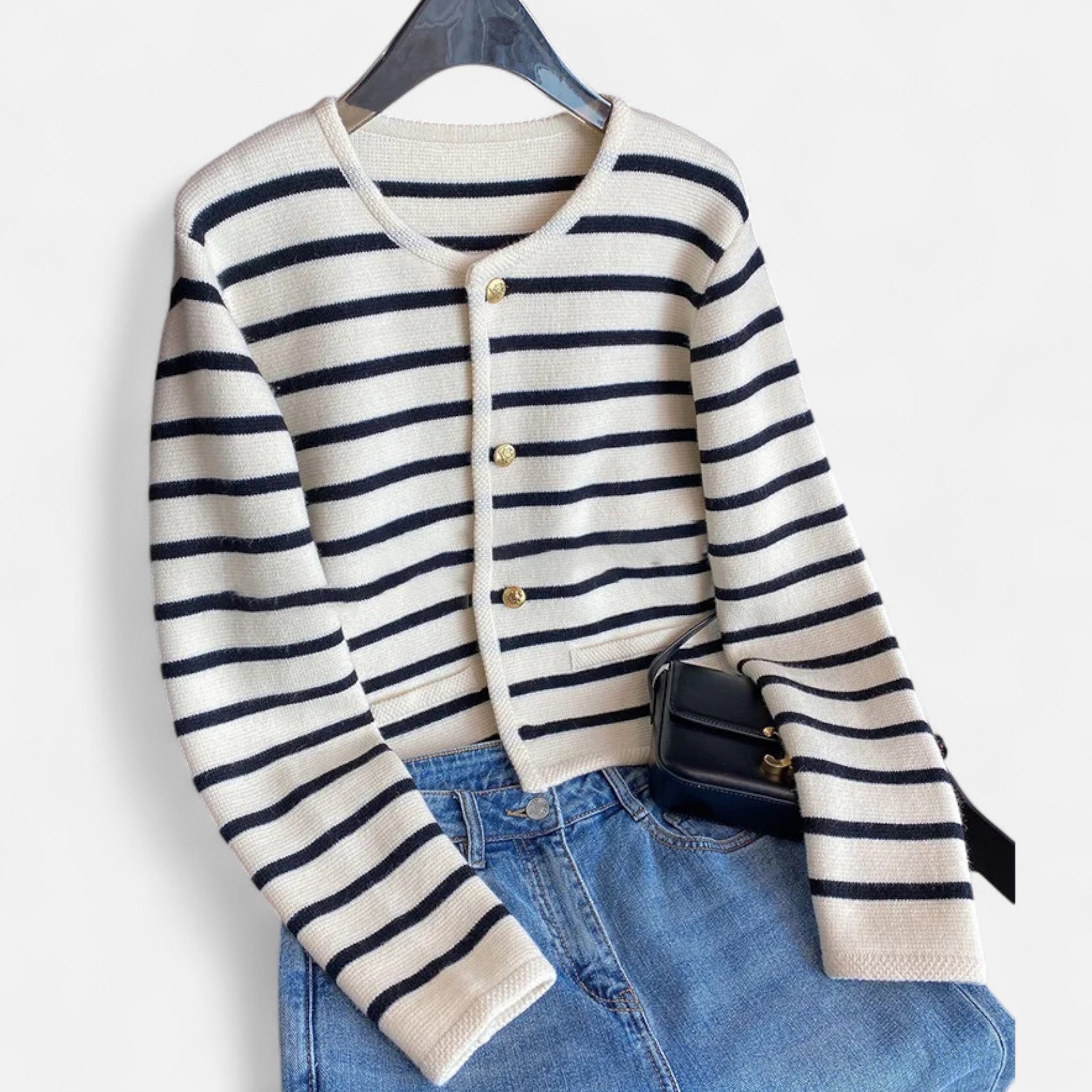 Ancienne Monde | Cardigan Rayé Cropped Femme