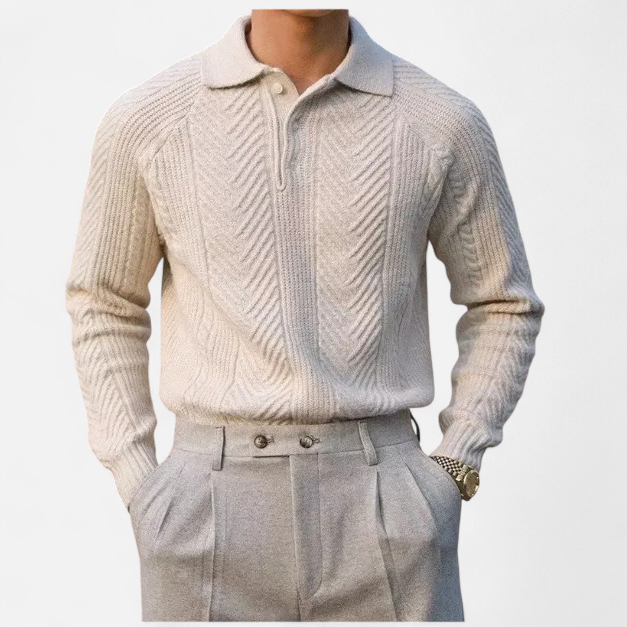 Ancienne Monde | Pull Polo en Maille à Manches Longues