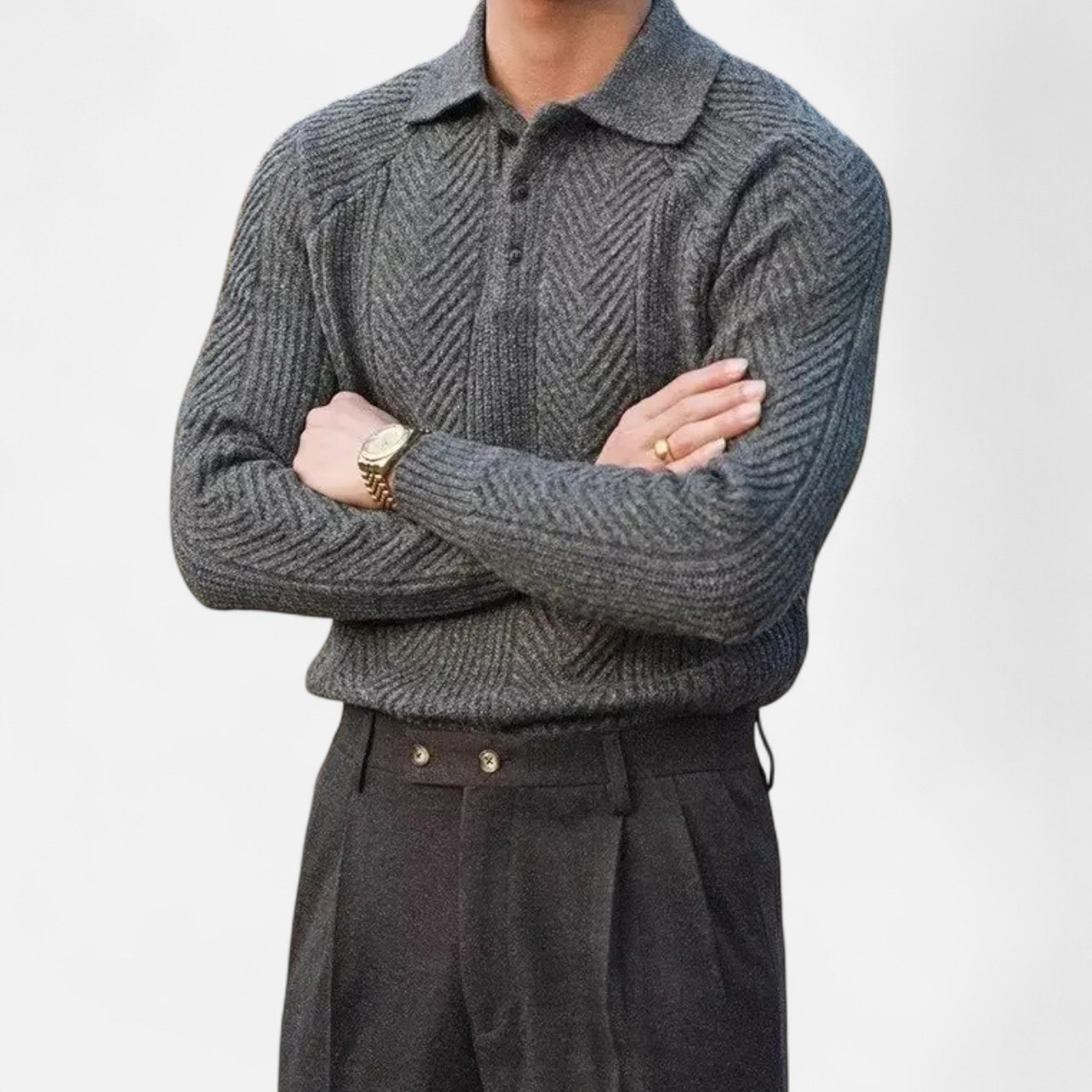 Ancienne Monde | Pull Polo en Maille à Manches Longues