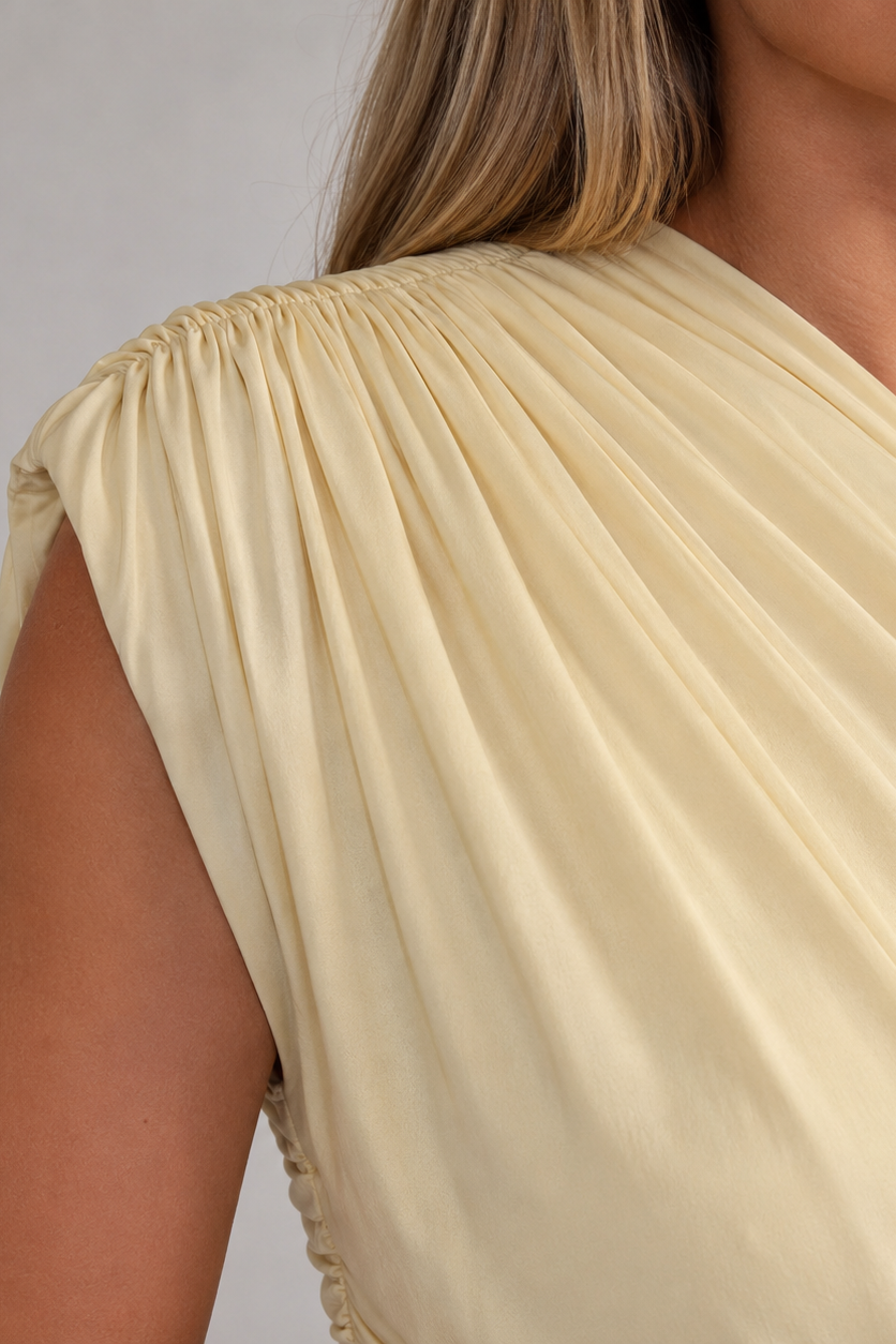 Elegant asymmetrisk lang graviditetskjole