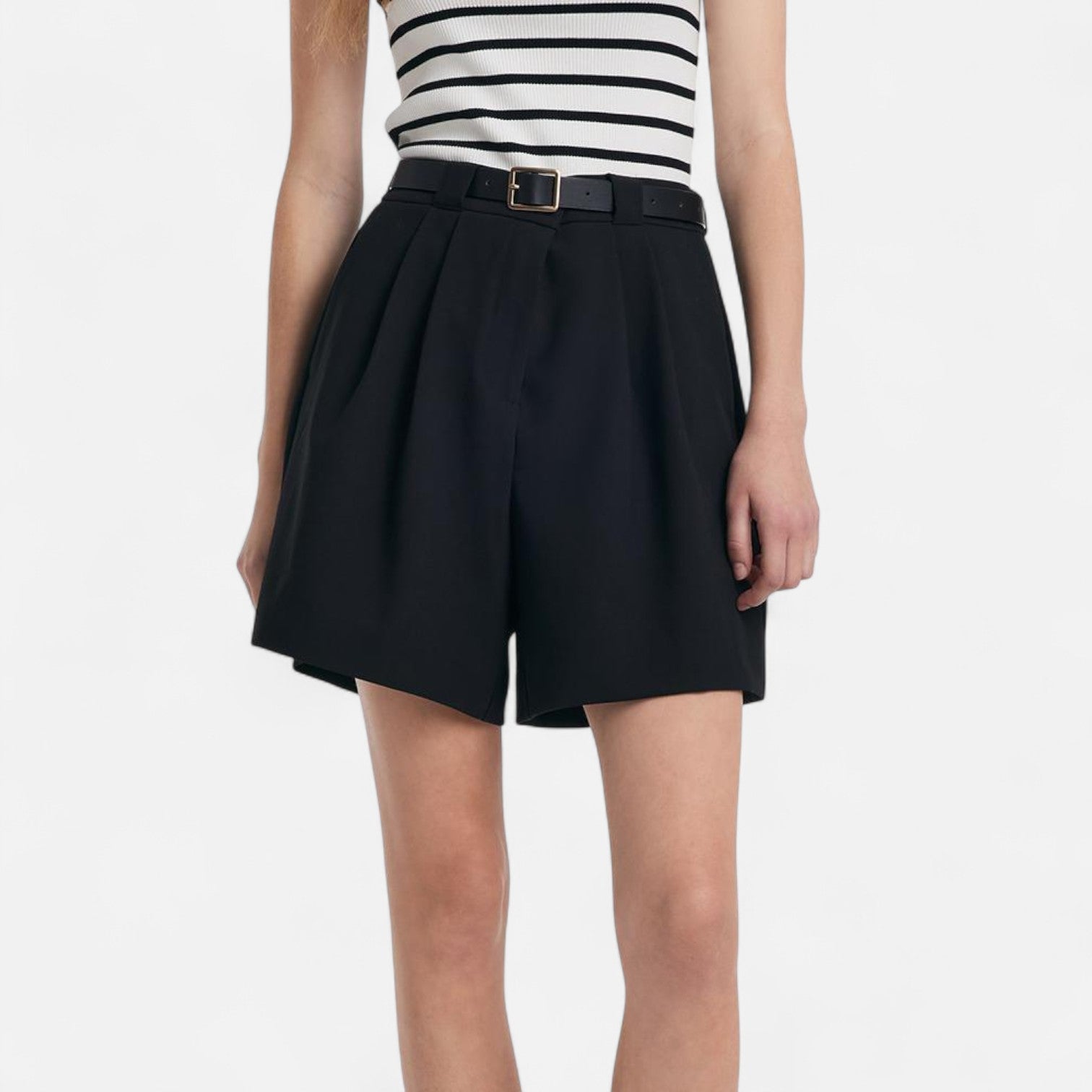Ancienne Monde | Short Taille Haute en Coton pour Femme – Confort Structuré pour le Bureau & l’Élégance Estivale