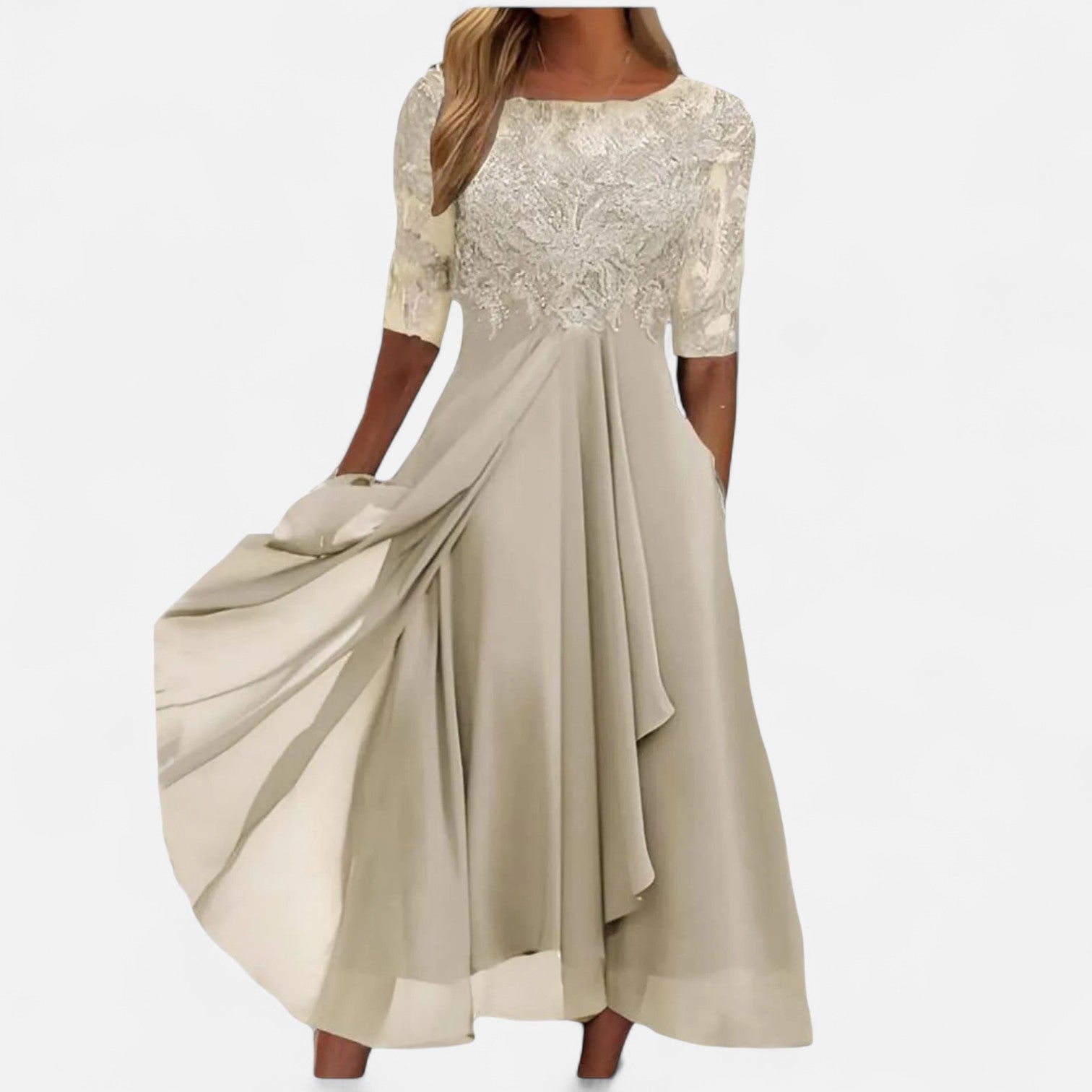 Ancienne Monde | Robe Élégante d’Été Longueur Thé pour Femme – Grâce Intemporelle du Jour au Soir