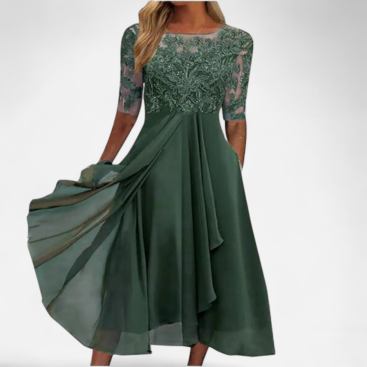 Ancienne Monde | Robe Élégante d’Été Longueur Thé pour Femme – Grâce Intemporelle du Jour au Soir