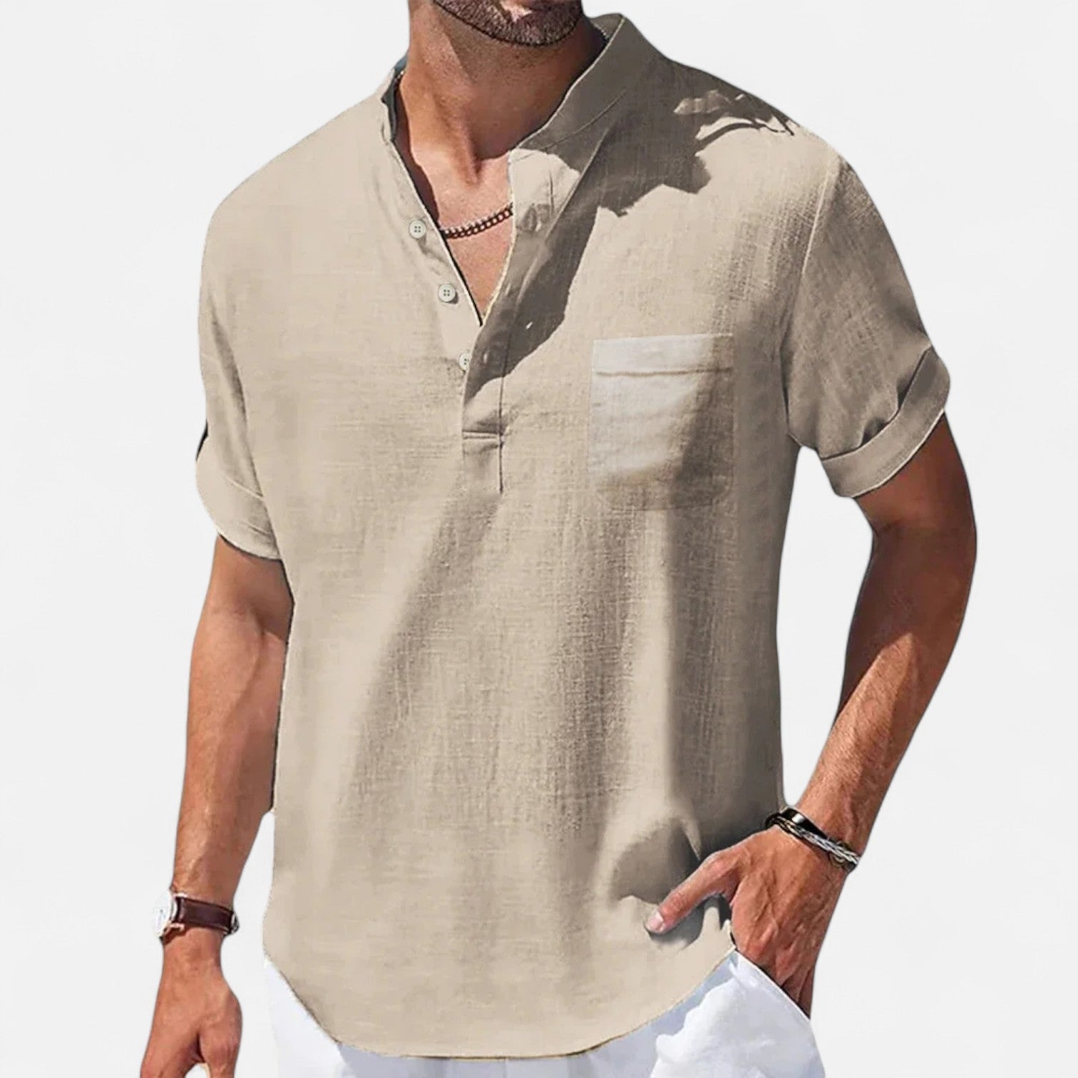 Ancienne Monde | Chemise Henley en Coton-Lin pour Homme – Essentiel Estival Aéré