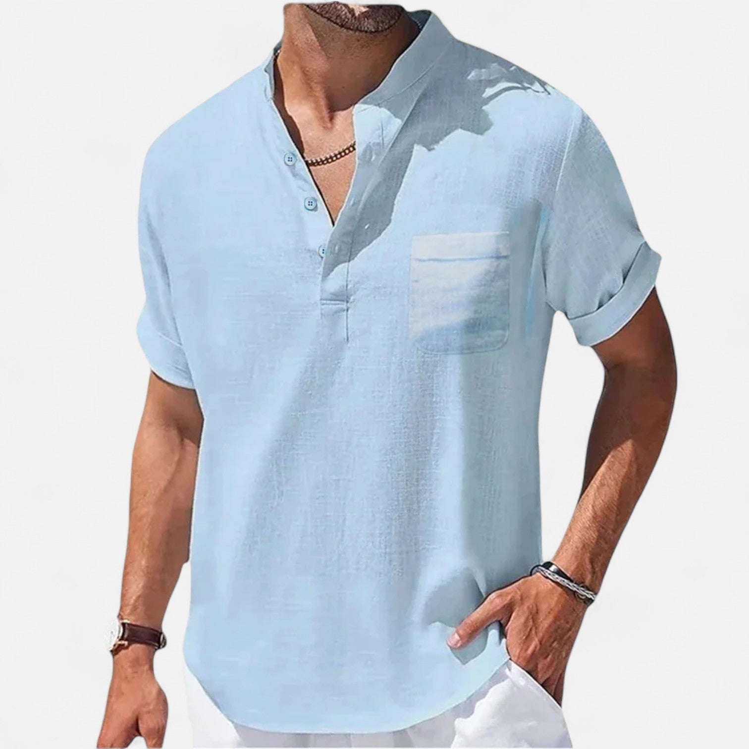 Ancienne Monde | Chemise Henley en Coton-Lin pour Homme – Essentiel Estival Aéré