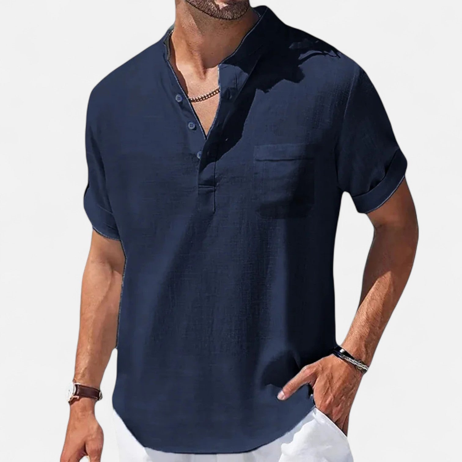 Ancienne Monde | Chemise Henley en Coton-Lin pour Homme – Essentiel Estival Aéré