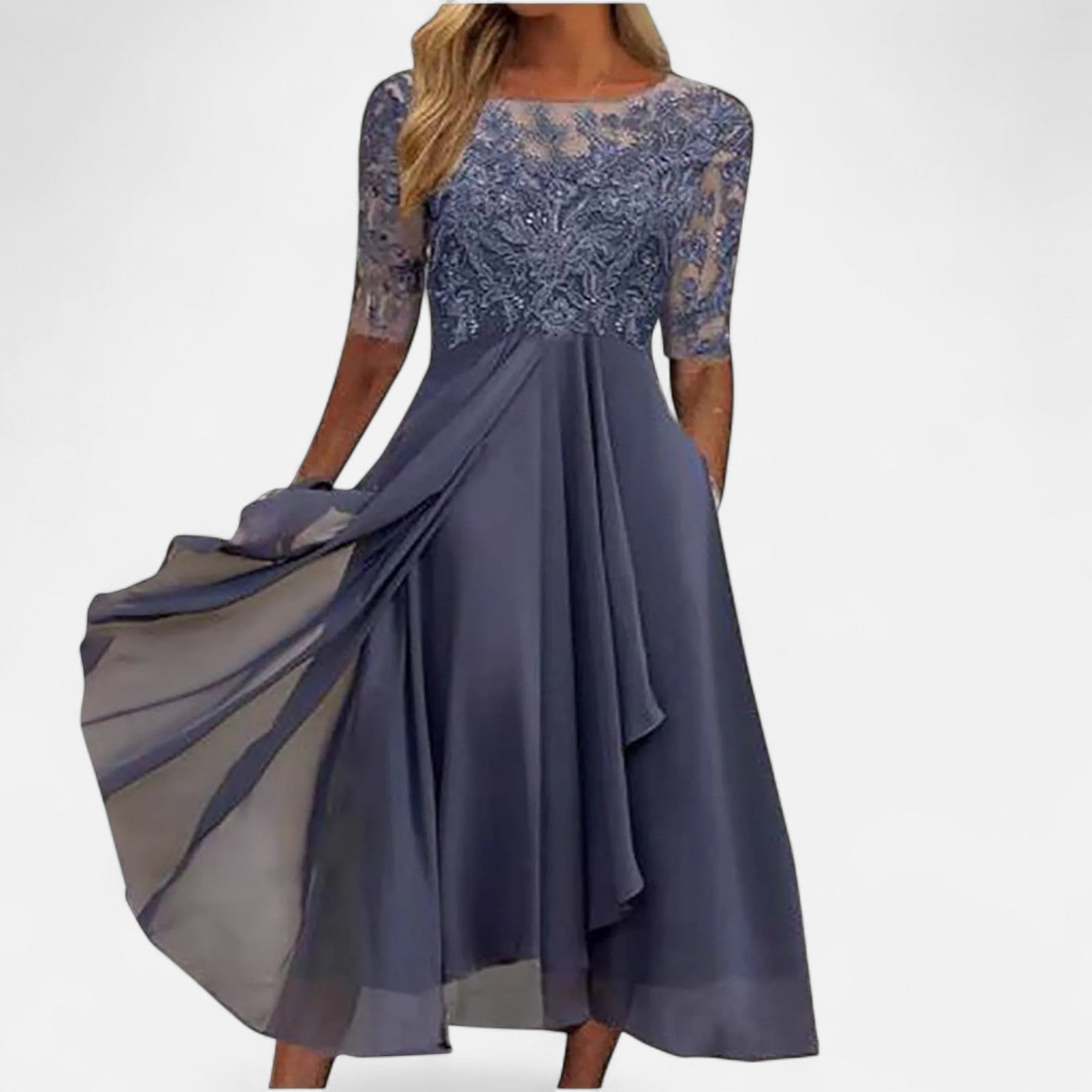 Ancienne Monde | Robe Élégante d’Été Longueur Thé pour Femme – Grâce Intemporelle du Jour au Soir