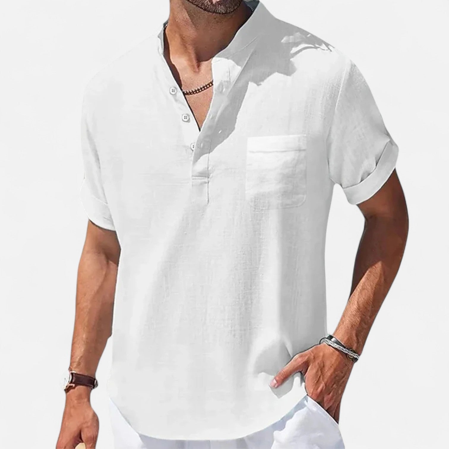 Ancienne Monde | Chemise Henley en Coton-Lin pour Homme – Essentiel Estival Aéré