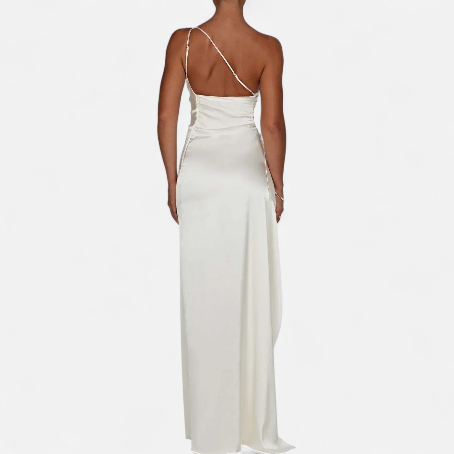 Ancienne Monde | Robe Longue Asymétrique pour Femme – Silhouette Sculpturale, Mouvement Naturel