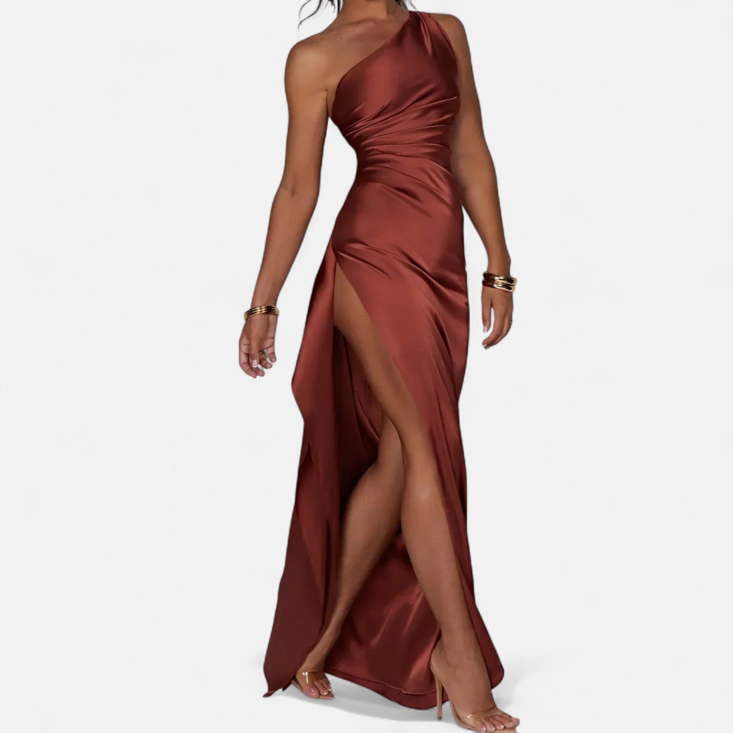 Ancienne Monde | Robe Longue Asymétrique pour Femme – Silhouette Sculpturale, Mouvement Naturel