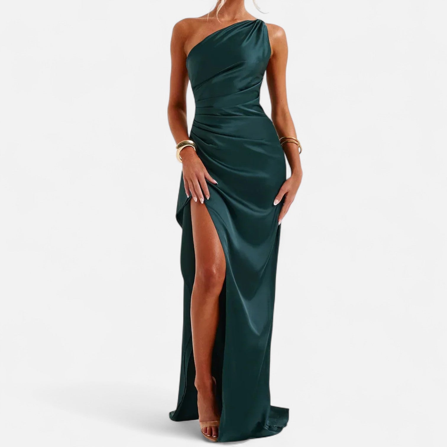Ancienne Monde | Robe Longue Asymétrique pour Femme – Silhouette Sculpturale, Mouvement Naturel