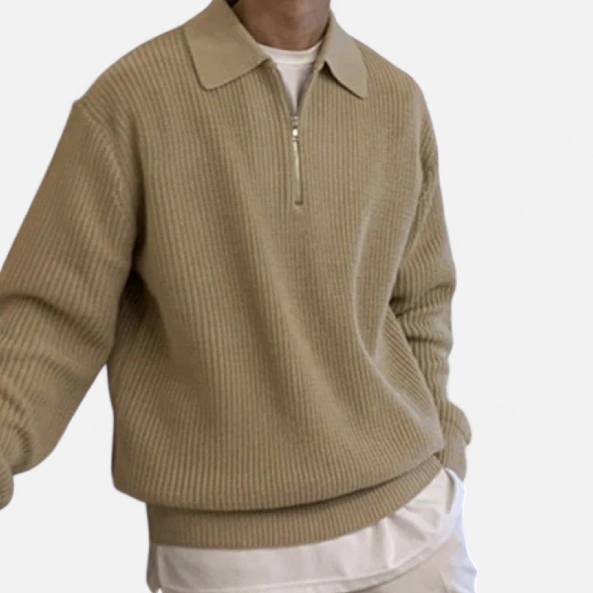 Ancienne Monde | Pull Homme Demi-Zip Vintage Maille Premium